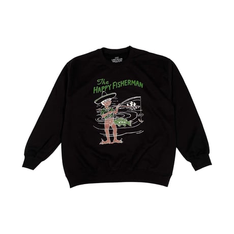 HAPPY FISHERMAN SWEAT(TYPE-1)(BLACK）