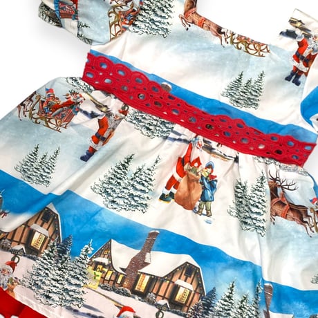 120cm｜USED｜X'mas Santa Claus Retro One-piece