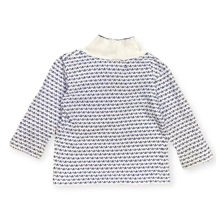 90cm｜80's-90's VINTAGE｜USA製 Mock Neck Jacquard Combed Cotton L/S T-shirt