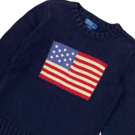 130cm｜00's USED｜Ralph Lauren American Flag Cotton Knit Sweater