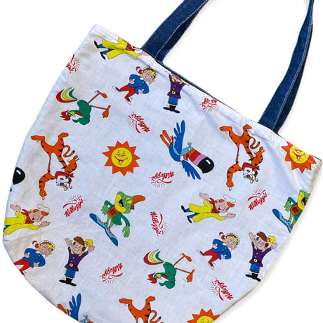 Free Size｜VINTAGE｜Handmade Kellogg's Denim Switching Tote Bag