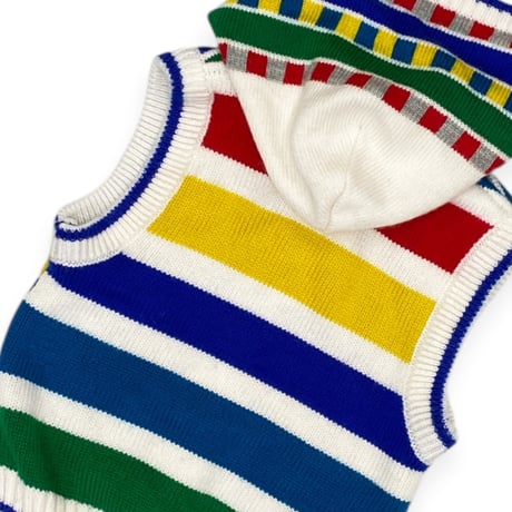 90cm｜80's-90's VINTAGE｜Retro Multi Color Knit Hoodie Vest