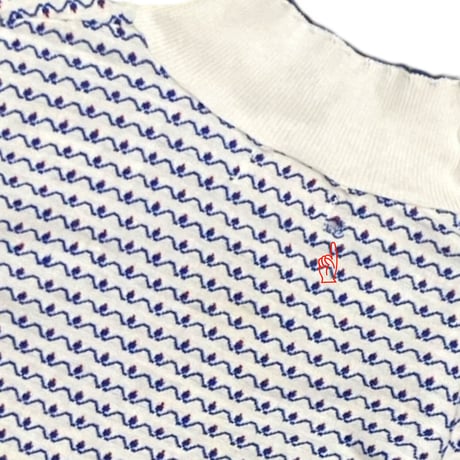 90cm｜80's-90's VINTAGE｜USA製 Mock Neck Jacquard Combed Cotton L/S T-shirt