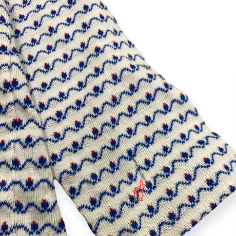 90cm｜80's-90's VINTAGE｜USA製 Mock Neck Jacquard Combed Cotton L/S T-shirt