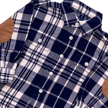 80cm｜USED｜Ralph Lauren Elbow Patch L/S Check Flannel Shirt