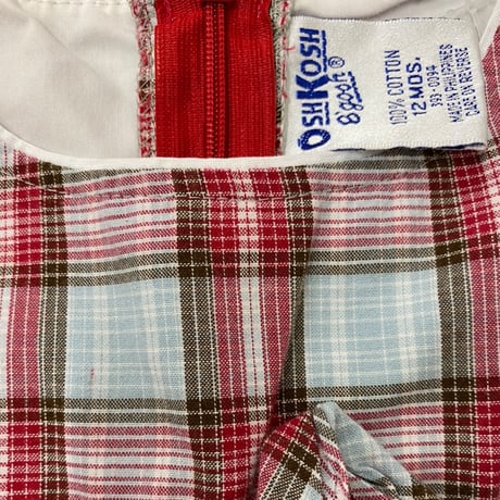 80cm｜90's VINTAGE｜OSHKOSH Check One-piece