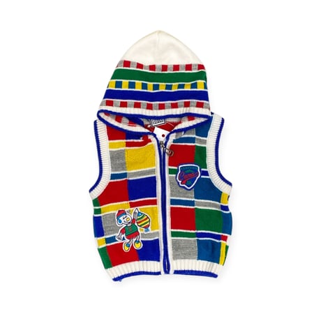 90cm｜80's-90's VINTAGE｜Retro Multi Color Knit Hoodie Vest