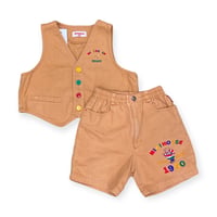 110cm｜VINTAGE｜MIKIHOUSE Retro Canvas Vest & Shorts Set-up