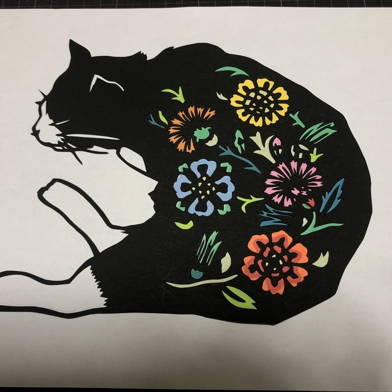 江戸紙切り絵”‼️猫の絵 猫 切り絵