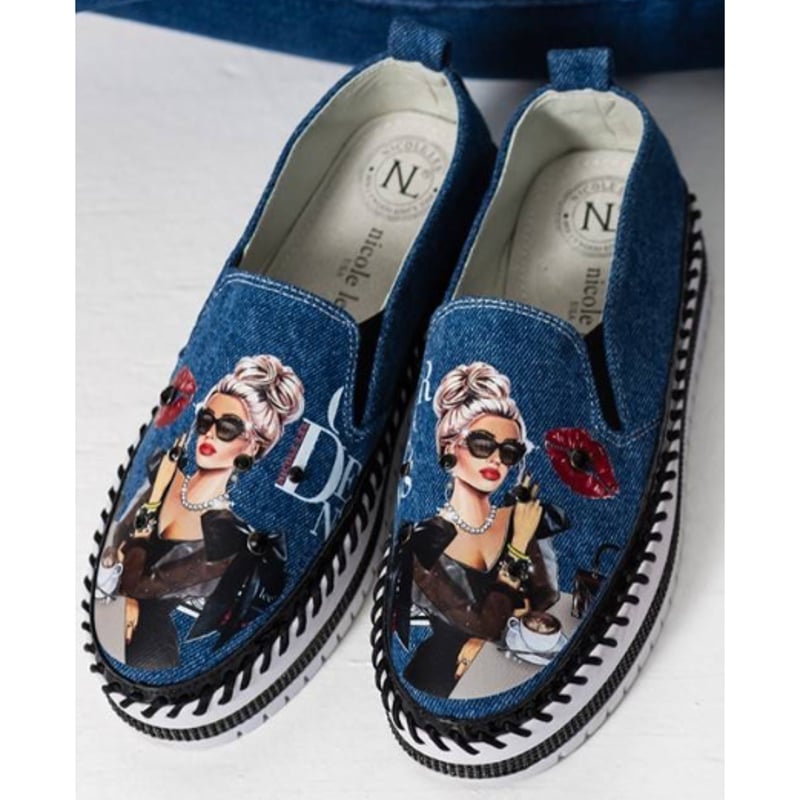 LADY IN BLACK〜スリッポンデニムスニーカー | nicolelee.tokyo LADY IN BLACK〜スリッポンデニムスニーカー | nicolelee.tokyo