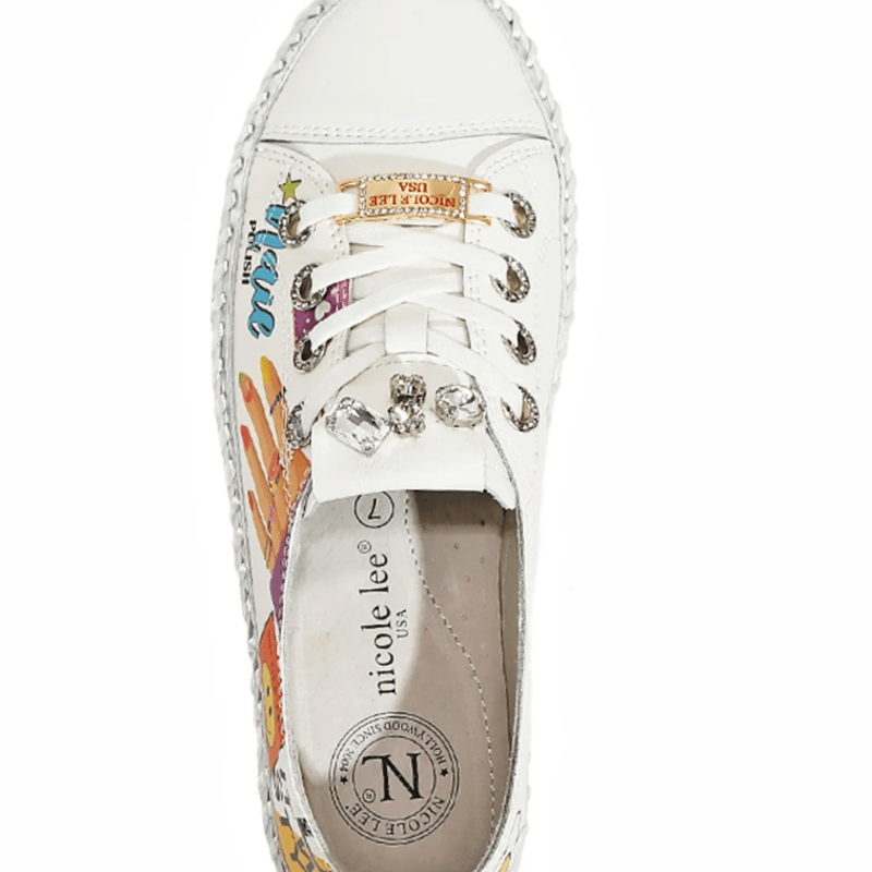 NICOLE LEE レディーススニーカー 厚底 ラインストーン☆美品☆ Fashion Bling Stone Sneakers Embellished with Diamond