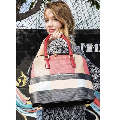 〜STYLISH CHECK〜半円型ハンドバッグ★A4対応★