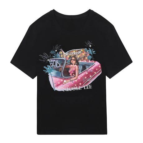 〜HOLLYWOOD DRIVE〜ラウンドネックTシャツ★ブラック★