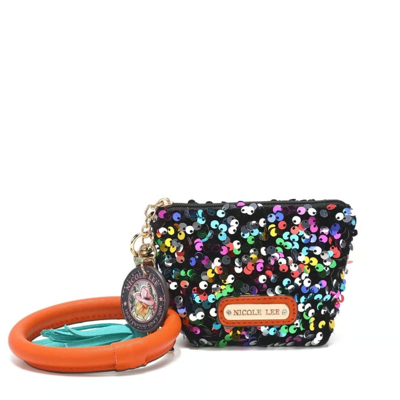 スイングポーチコレクション　るり nicolelee スパンコールminiポーチ☆リストレットキーチェン付き