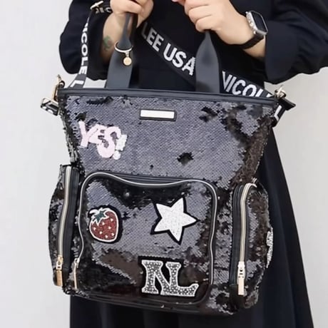 nicolelee スパンコールパッチトート★A4対応★