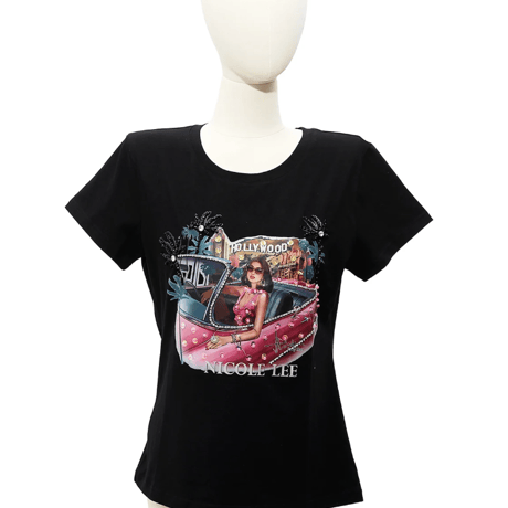 〜HOLLYWOOD DRIVE〜ラウンドネックTシャツ★ブラック★