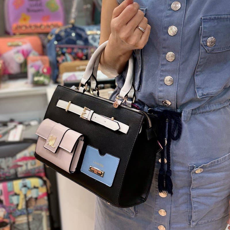 COLOR BLOCK～ポケットサッチェルバッグ☆コンパクトでおすすめ