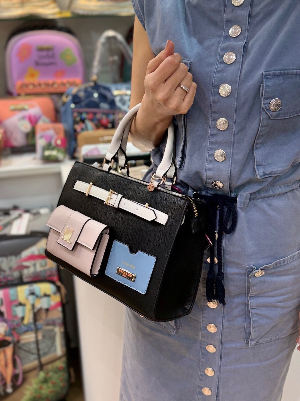 COLOR BLOCK～ポケットサッチェルバッグ☆コンパクトでおすすめ