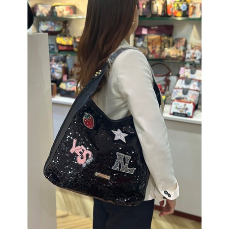 nicolelee スパンコールパッチショルダーバック★軽量・A4対応★