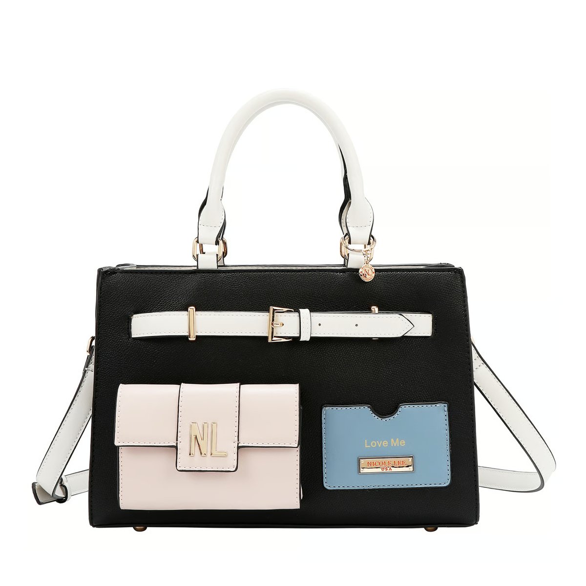 美品❤️ル ネサックドルネ COLOR BLOCK～ポケットサッチェルバッグ☆コンパクトでおすすめ