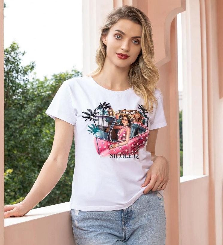 HOLLYWOOD DRIVE〜ラウンドネックTシャツ☆ホワイト☆ | nicolelee.