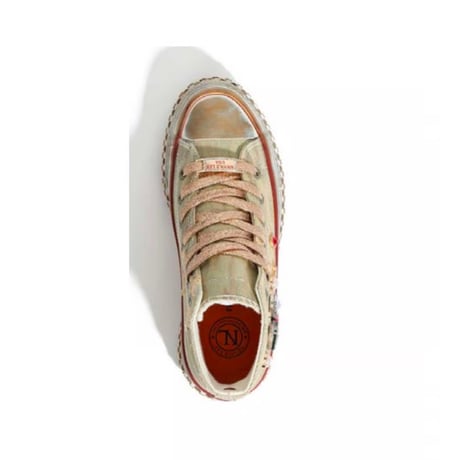 Vintageデニム スタッズ付きハイカットスニーカー（NATURAL）