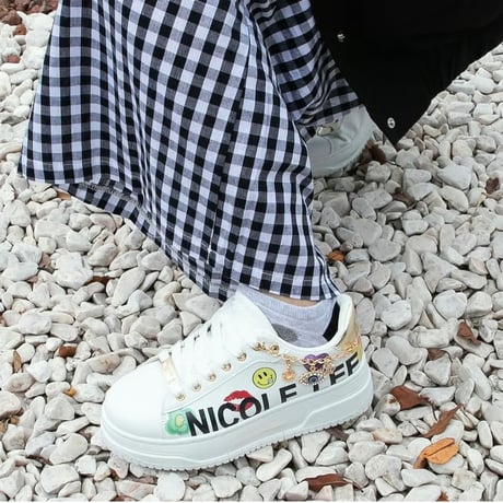 nicolelee ファッションチャームスニーカー★WHITE★