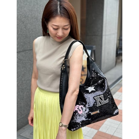 nicolelee スパンコールパッチショルダーバック★軽量・A4対応★
