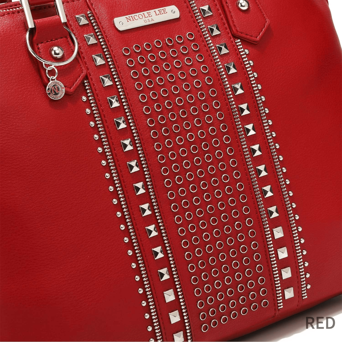 nicolelee スタッズ付サッチェルバッグ☆A4対応☆ | nicolelee.tokyo