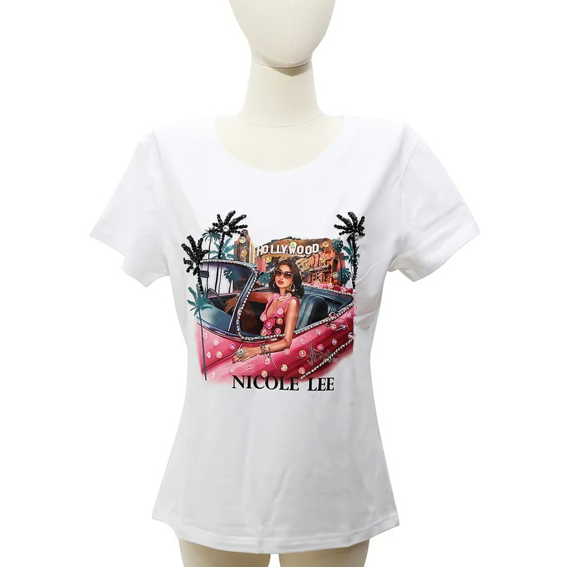 HOLLYWOOD DRIVE〜ラウンドネックTシャツ☆ホワイト☆ | nicolelee.