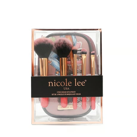nicolelee ブラシ付きコスメポーチ★ブラシ5本セット付き★