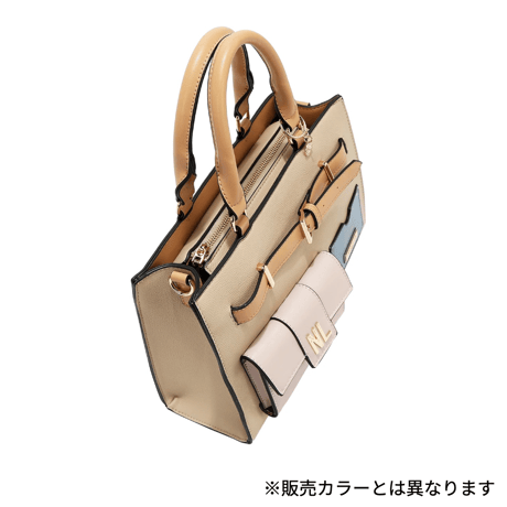～COLOR BLOCK～ポケットサッチェルバッグ★コンパクトでおすすめ★