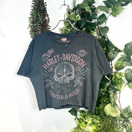 00s Y2K ハーレーダビッドソン 両面両袖プリントロンT 黒 レディースXL 00's YAZBEK ハーレーダヴィッドソン 両面/両袖プリント ロング