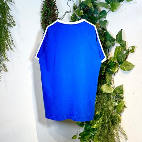 ビビッドブルーadidas白ラインTシャツ　IGB0832