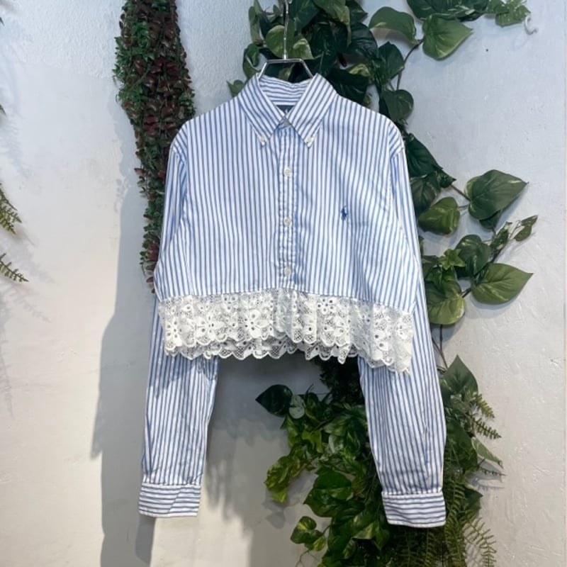 【希少】RALPH LAUREN 古着 リメイク ショート丈 ラルフローレン Ralph Lauren】ラルフローレン リメイクシャツ ショート丈