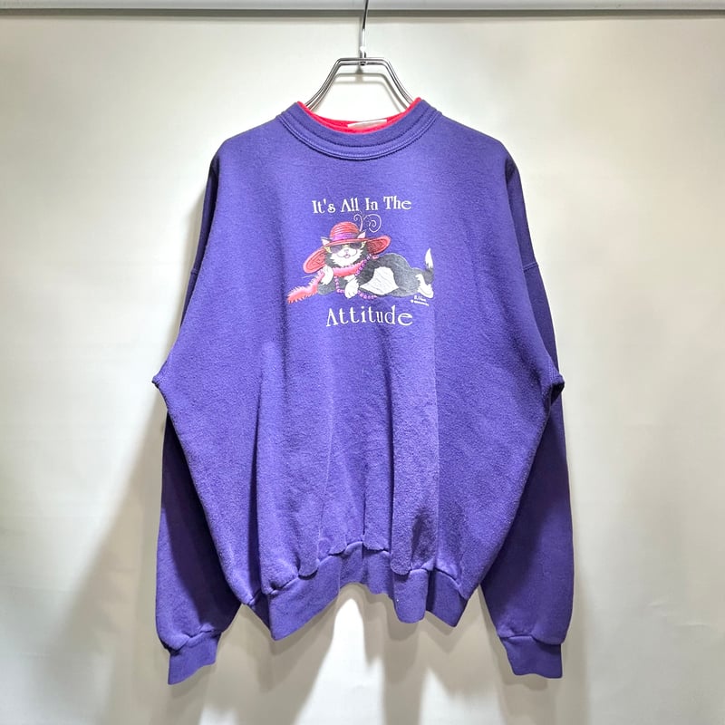 マダムな猫の紫スウェット IGT3535 | 古着屋mumu