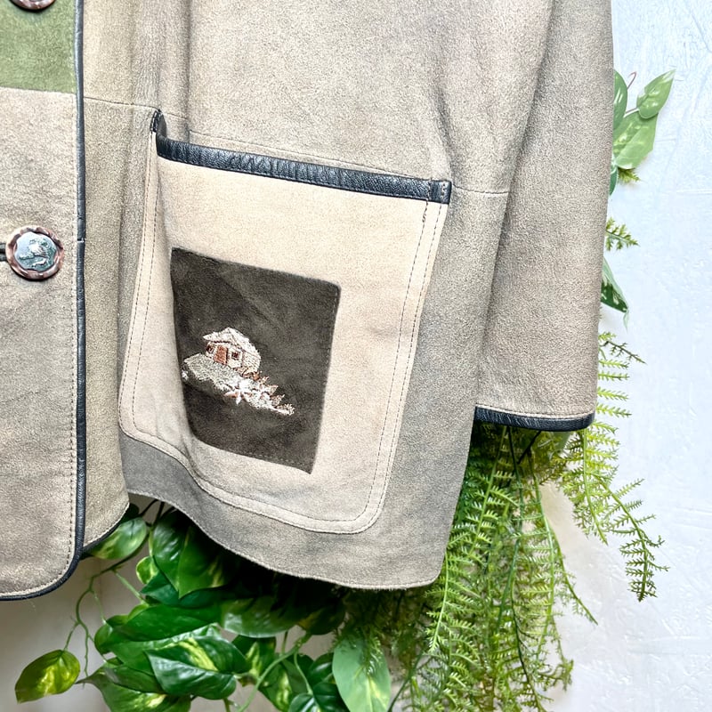 USA古着 CAVENLINE リメイクジャケット つぎはぎ パッチワーク 90s Julia Kim パッチワーク 刺繍 ツギハギデザイン ジャケット