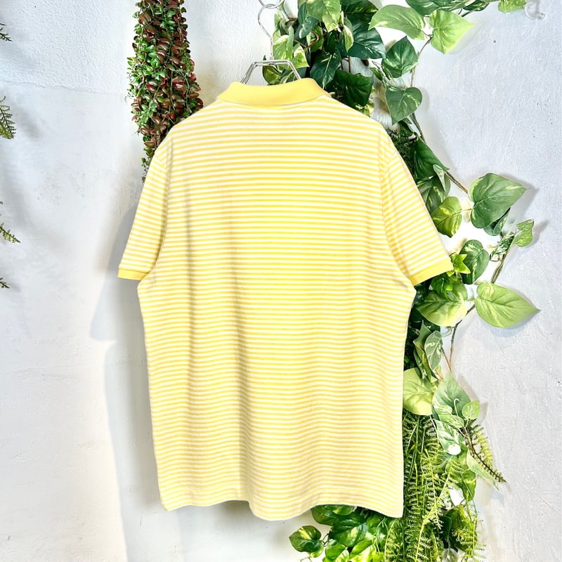 Lacoste ストライプ ポロシャツ イエロー ボーダー 日本製 サイズ5 Lacoste ストライプ ポロシャツ イエロー ボーダー 日本製 サイズ5