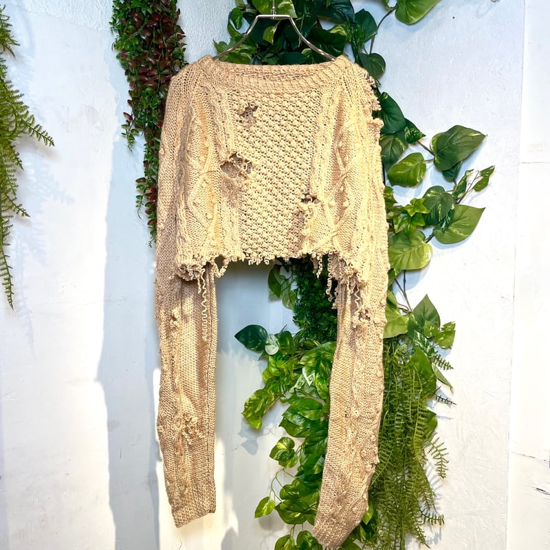 リメイクショートダメージニット brown IGB0143 | 古着屋mumu