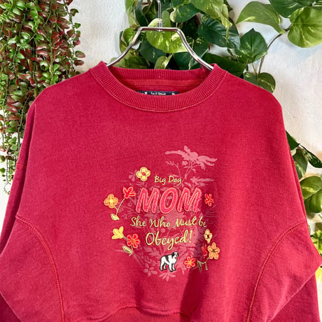 どこか懐かしいほっこり刺繍リメイクショートスウェット IGB1278