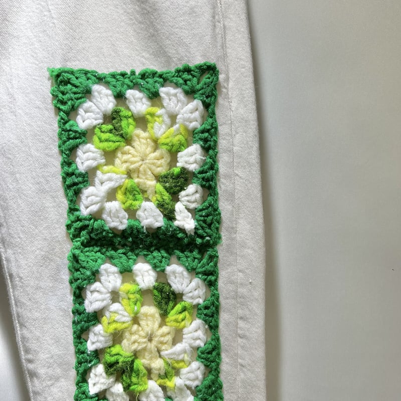 santa monica 購入 vintage クロシェ リメイク パンツ クロシェとレースのリメイクパンツ IGT3236 | 古着屋mumu