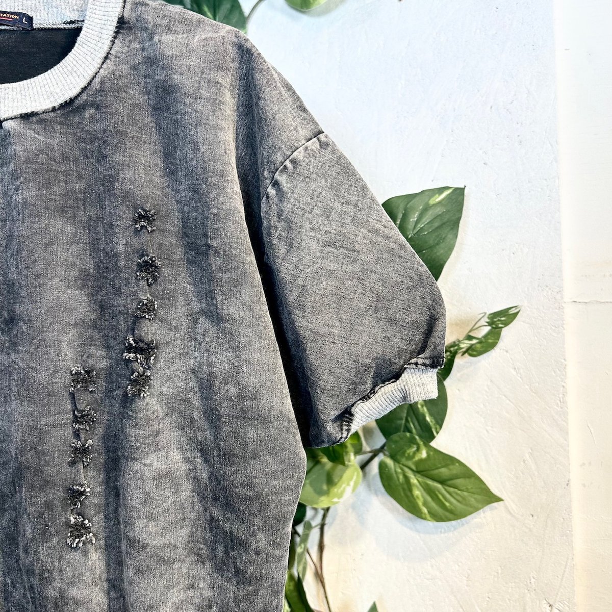 ダメージTシャツリメイクデニム デニム風ダメージTシャツ IGB0716 | 古着屋mumu