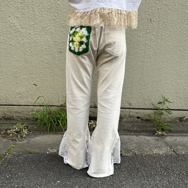 クロシェとレースのリメイクパンツ IGT3236 | 古着屋mumu クロシェとレースのリメイクパンツ IGT3236 | 古着屋mumu