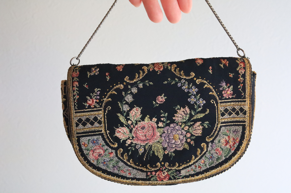 プチポアン 刺繍バッグ パーティー アンティーク プチポワン