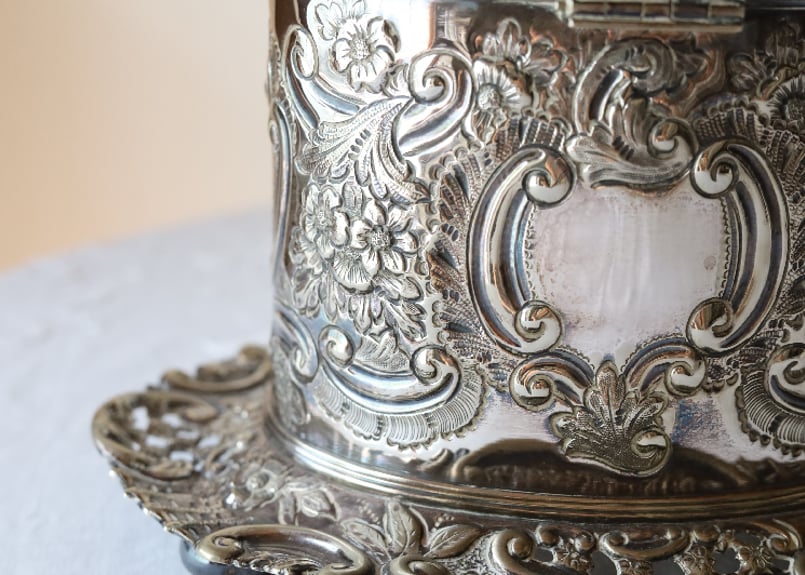 ヴィクトリアン ビスケットボックス ビスケットバレル リボン