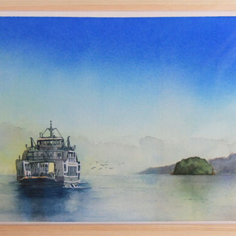 フェリーの着く港」画・三柴 保 | 青の森 art gallery