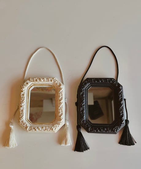 fringe hanging mirror    square