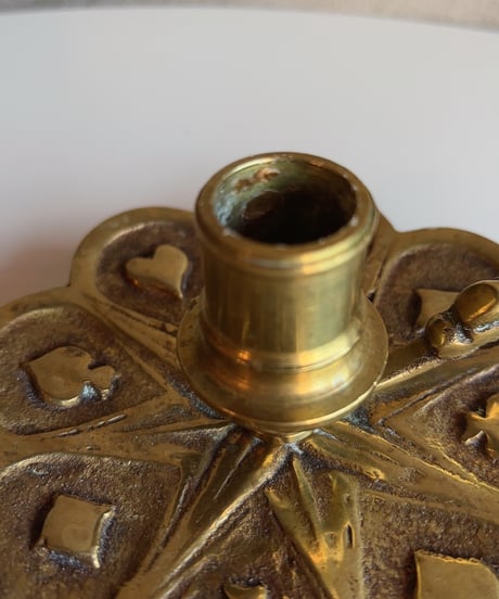 【フランス蚤の市】 真鍮製トランプキャンドルスタンド  1900年もの