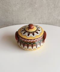 【フランス蚤の市】 ブルガリア陶器 蓋付きポット 🇧🇬
