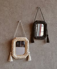fringe hanging mirror    square